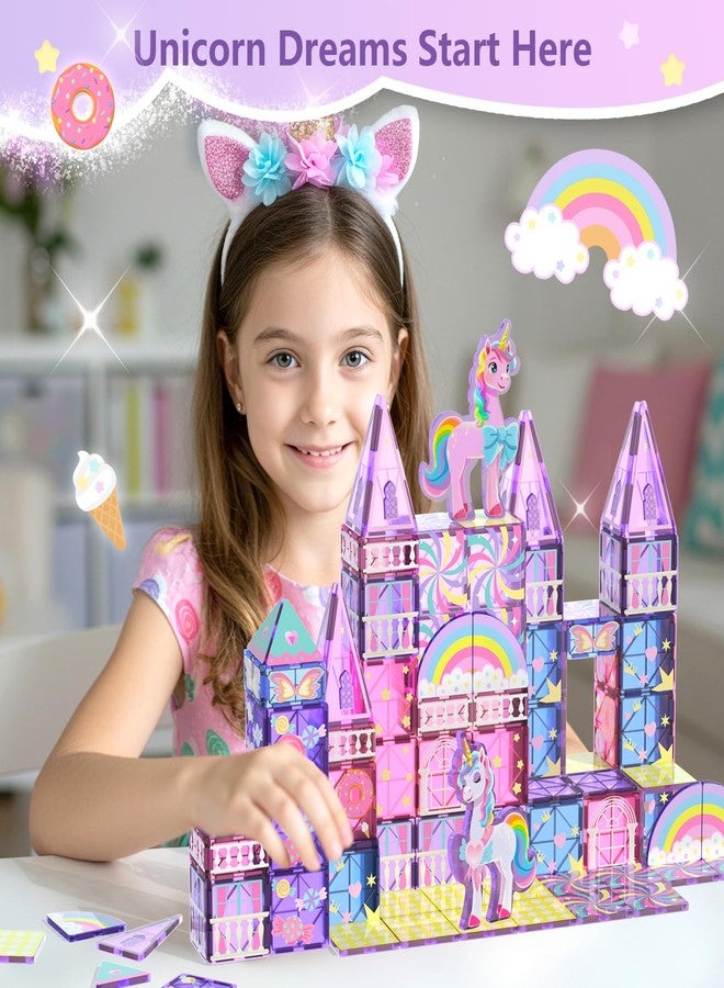 GobiDex Magnetic Building Blocks Unicorn Toys for Girls, Princess Magnetic Tiles Building Toys for Kids Ages 3-5 4-8, STEM Sensory Toddler Game Birthday Gift for Girls Boys Ages 3+ - Image 2